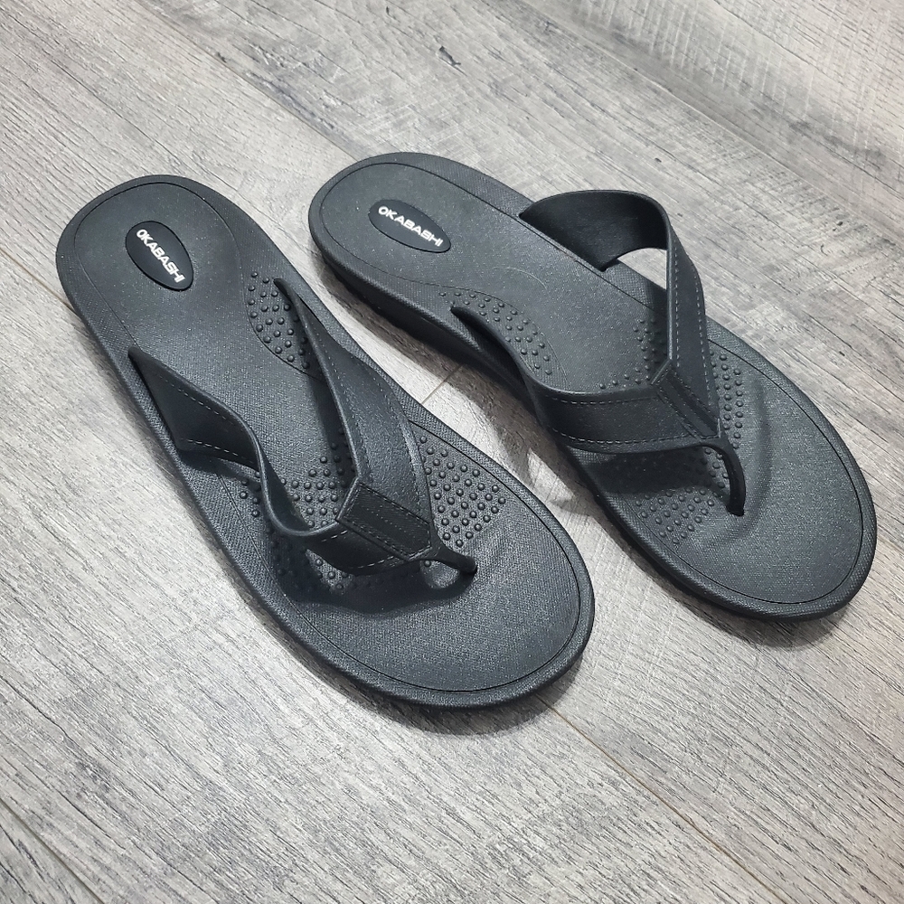 Okabashi Men's Black Flip Flops